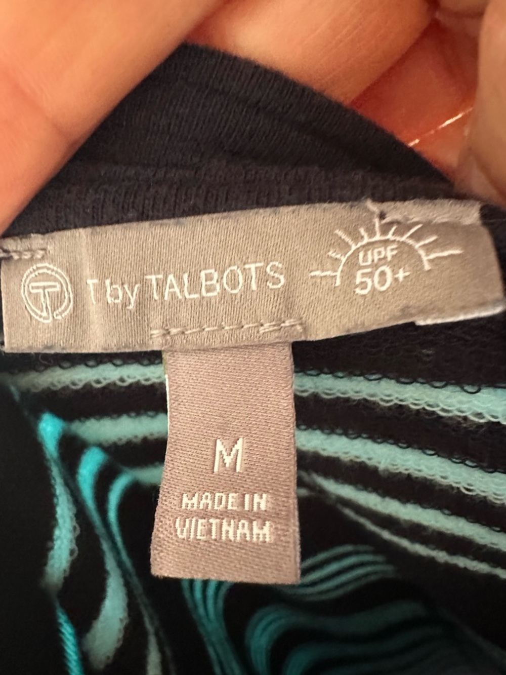 Talbots Striped V-Neck Midi Dress in Navy and Light Blue - Picture 3 of 6